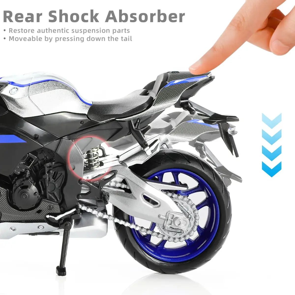 Risopen Yamaha YZF-R1 1000R Die-cast Motorcycle 1:12 Scale 16.9cm (6.7in) | Authentic USA Import - view 5