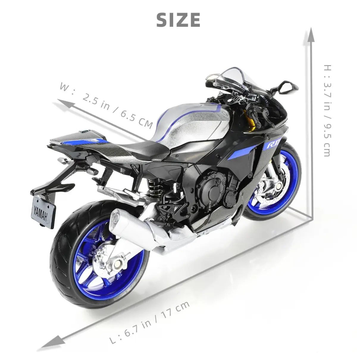 Risopen Yamaha YZF-R1 1000R Die-cast Motorcycle 1:12 Scale 16.9cm (6.7in) | Authentic USA Import - view 2