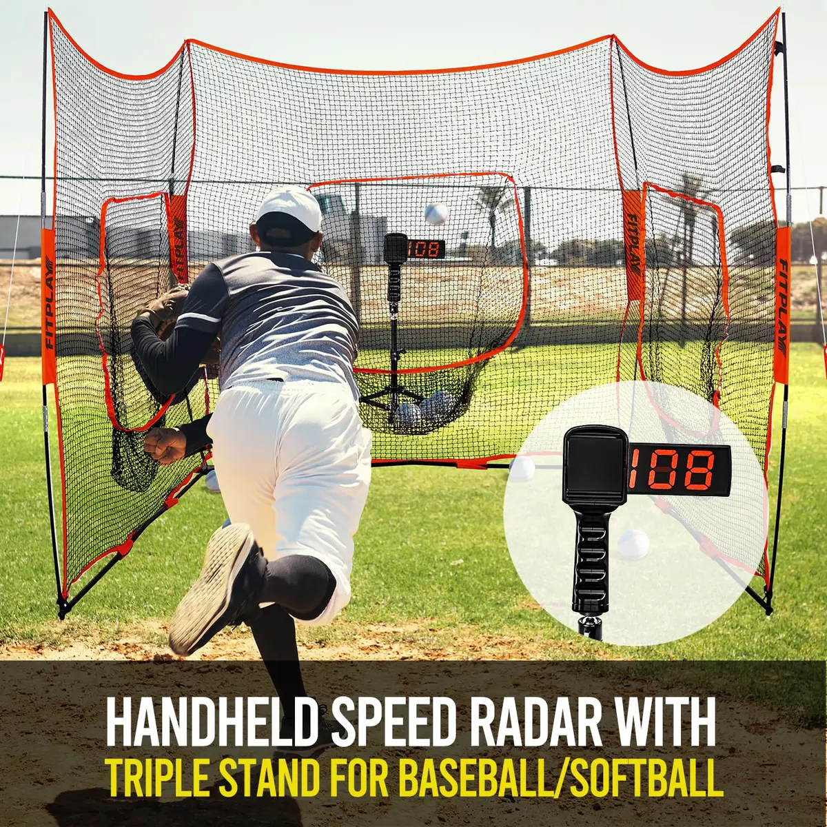 PLAYAPUT Baseball Radar Gun with Tripod, LED+LCD Dual Displays, 3-150 MPH Speed Measurement | Accurate Baseball & Softball Training Aid - view 7