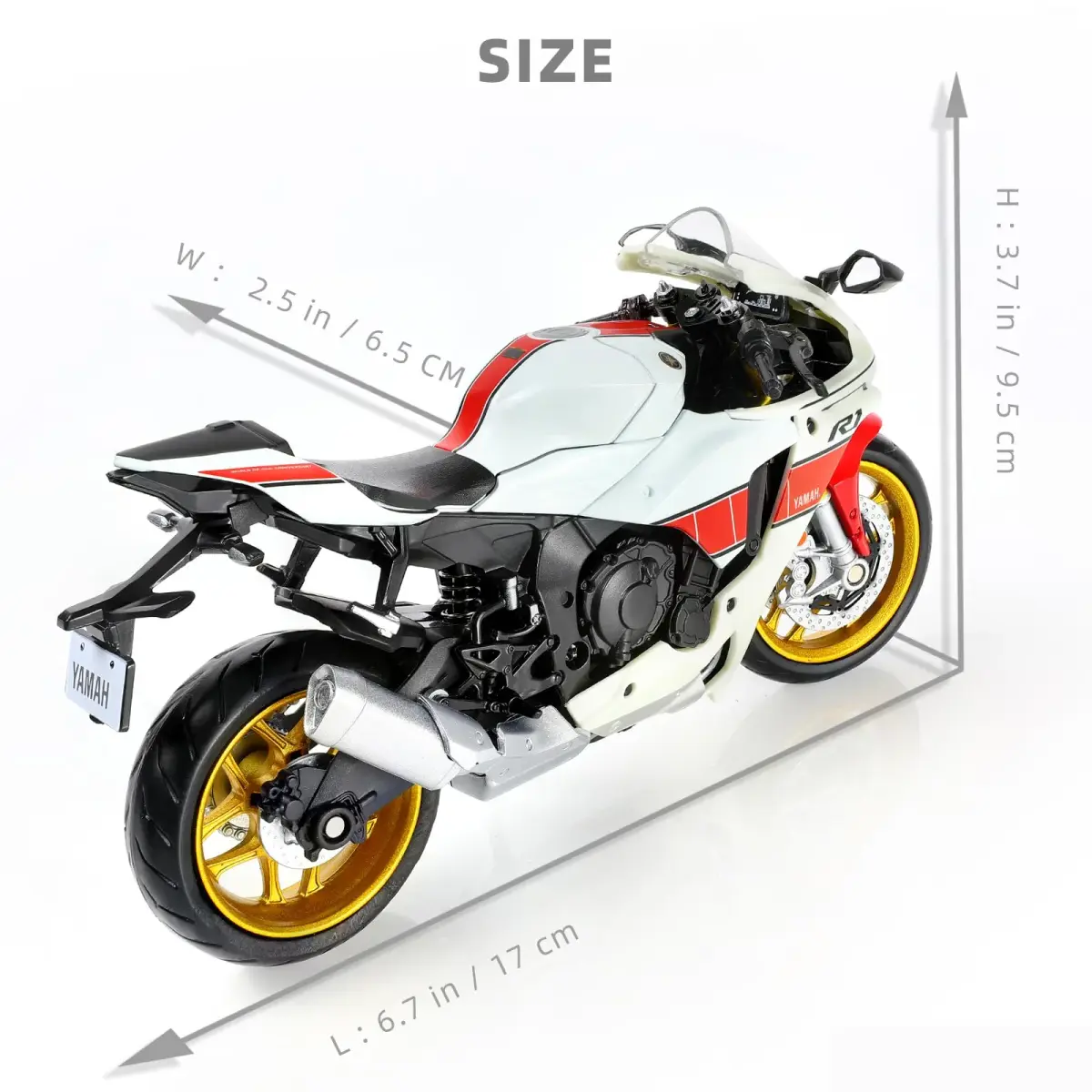 Risopen Yamaha YZF-R1 1000R Die-cast Motorcycle 17cm (6.7in) | Authentic USA Import - view 2