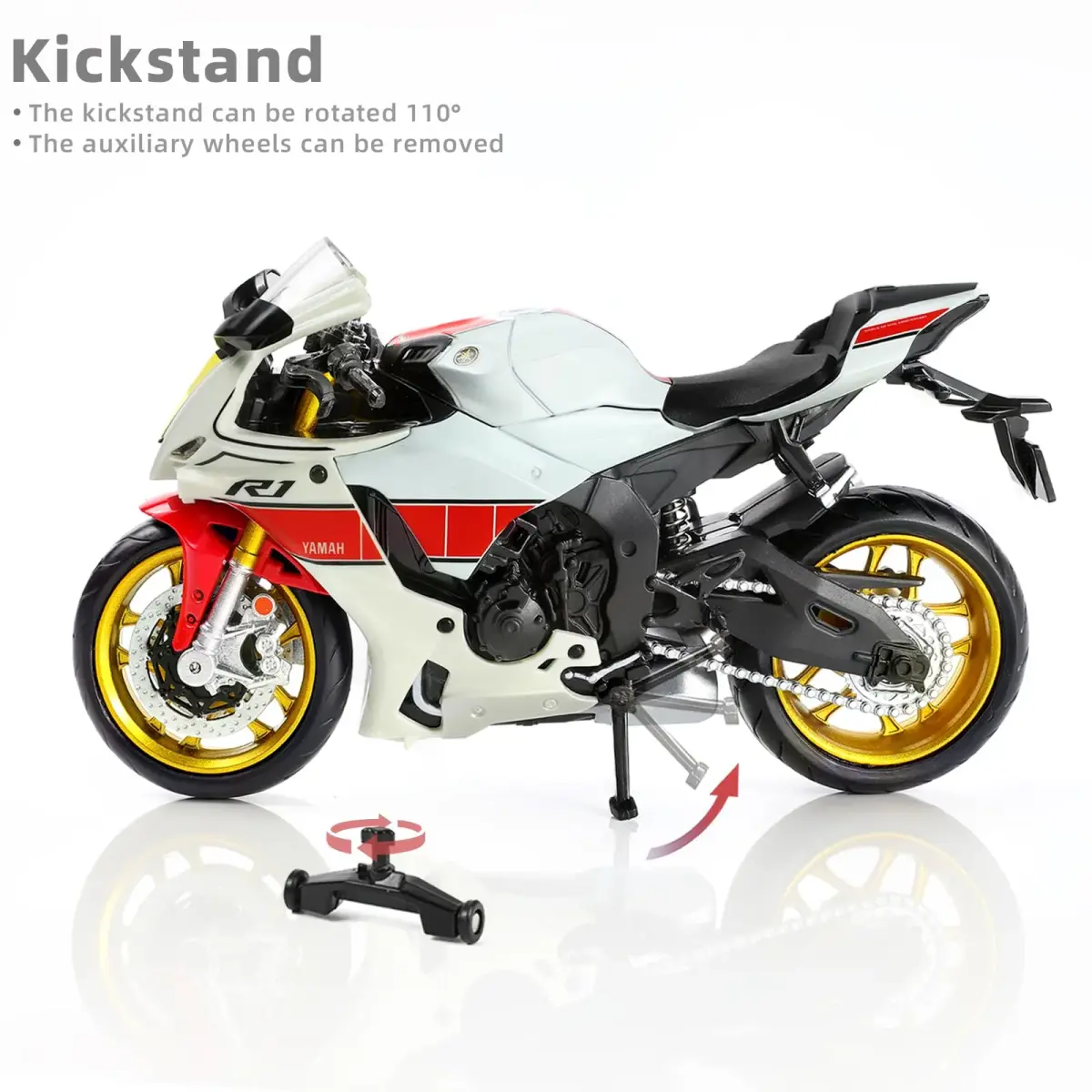 Risopen Yamaha YZF-R1 1000R Die-cast Motorcycle 17cm (6.7in) | Authentic USA Import - view 3
