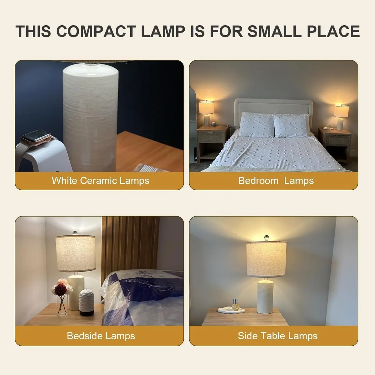 G-SAFAVA Modern Ceramic Table Lamp with Linen Shade 20.25" (51.4 cm) | Farmhouse Bedside Lamp for Bedroom - view 4