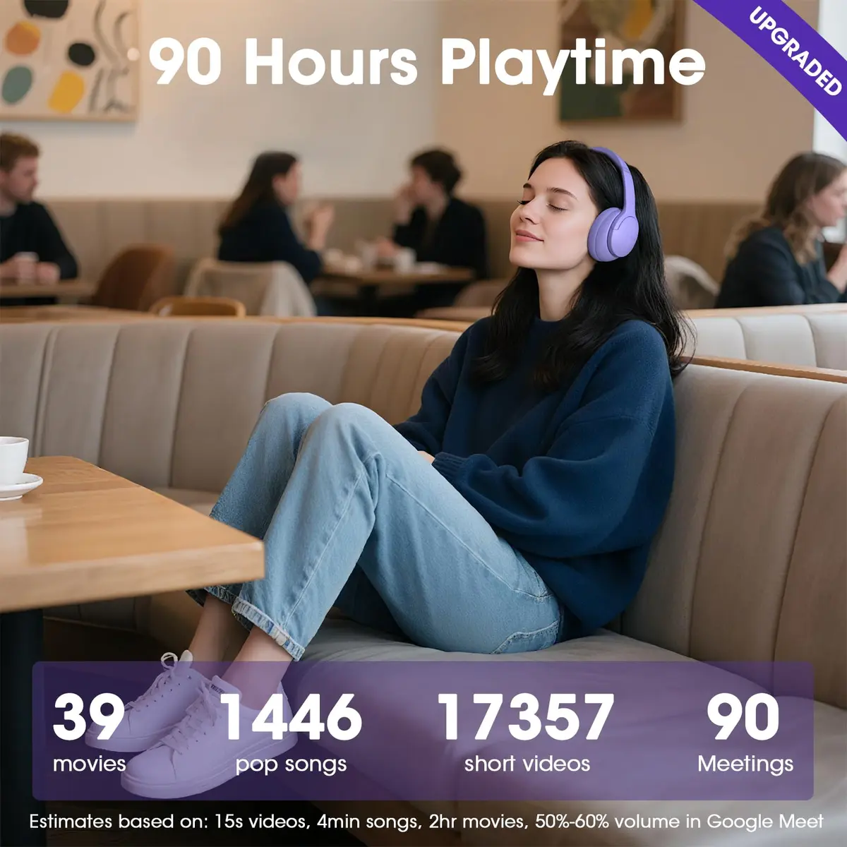 DOQAUS Over Ear Bluetooth Headphones 90H Playtime | Professional EQ & Crystal Call Quality - view 2