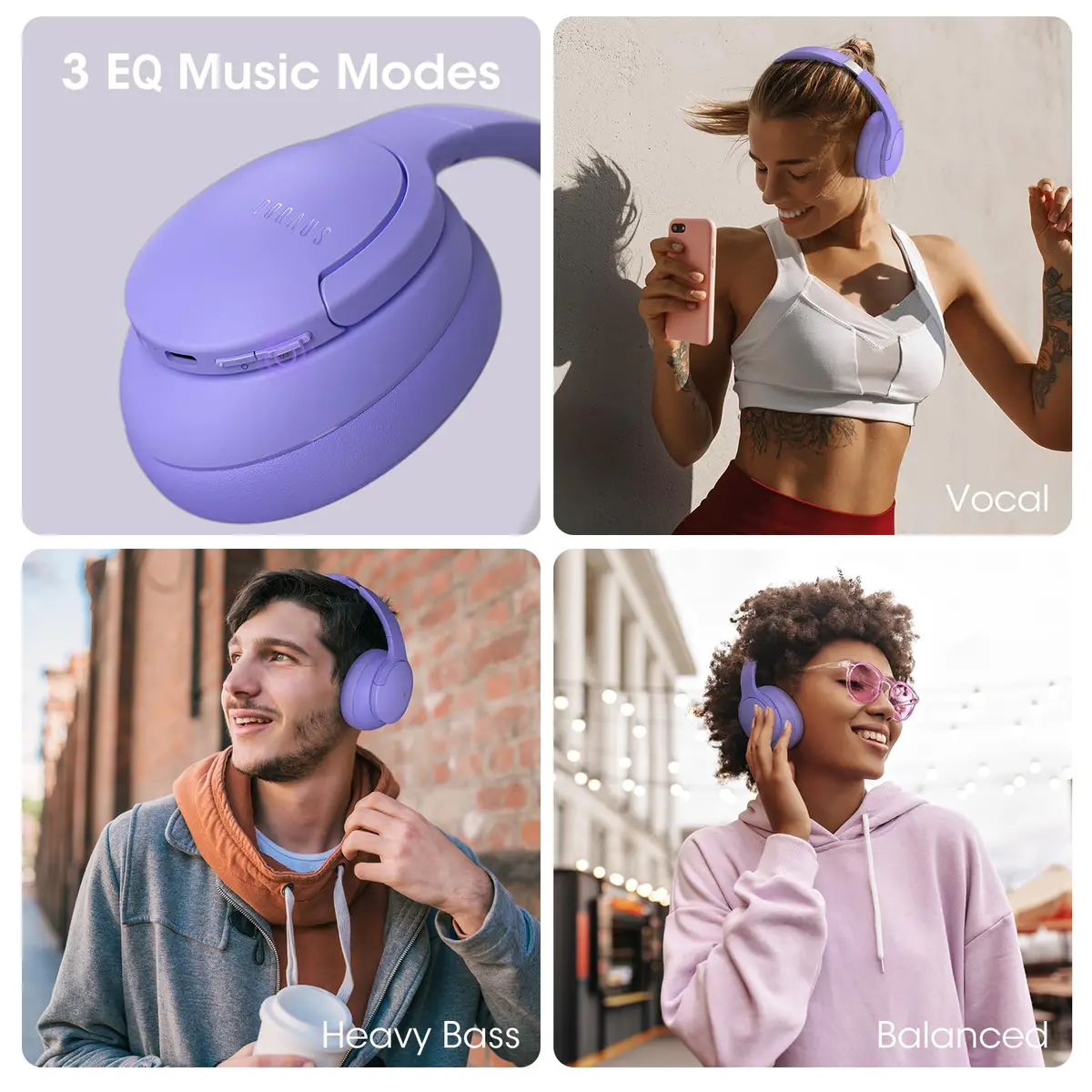 DOQAUS Over Ear Bluetooth Headphones 90H Playtime | Professional EQ & Crystal Call Quality - view 4
