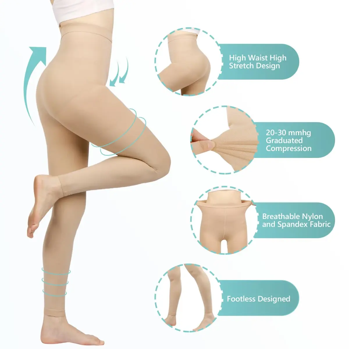 Laubawck Medical Compression Pantyhose for Women, 20-30 mmHg Graduated Support Tights | FDA Approved OTC Device - view 6