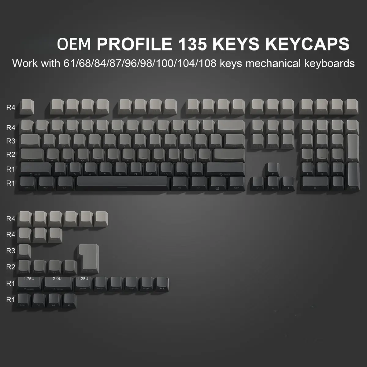 dagaladoo Double Shot PBT Gradient Shine Through Keycaps Set | 135 Keys, OEM Profile, US/UK Layout Compatible - view 2
