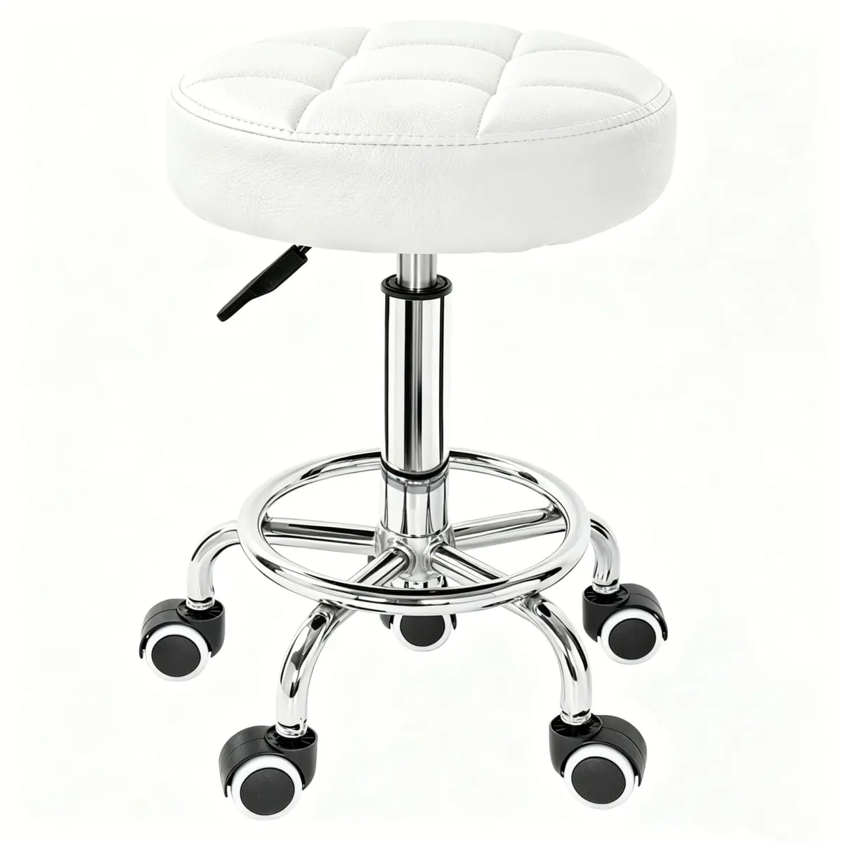 IBVIVIC PU Leather Rolling Stool Height Adjustable Round Swivel Stools | 250LBS Capacity, Waterproof PU Leather, Modern Design - main product image