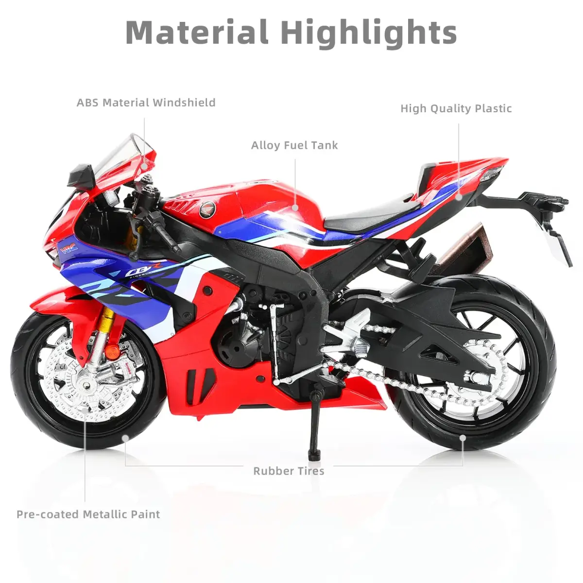 Risopen Honda CBR 1000RR Die-cast Motorcycle Model 1:12 Scale | Authentic USA Import - view 3