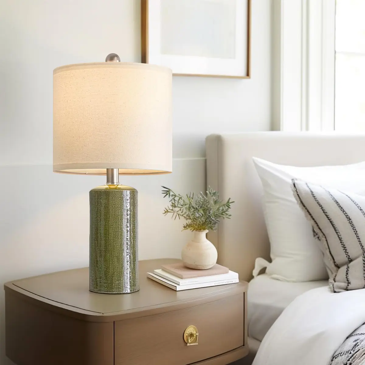 G-SAFAVA 20.25" Small Single Table Lamp for Bedroom Modern Ceramic Nightstand Lamp - view 5