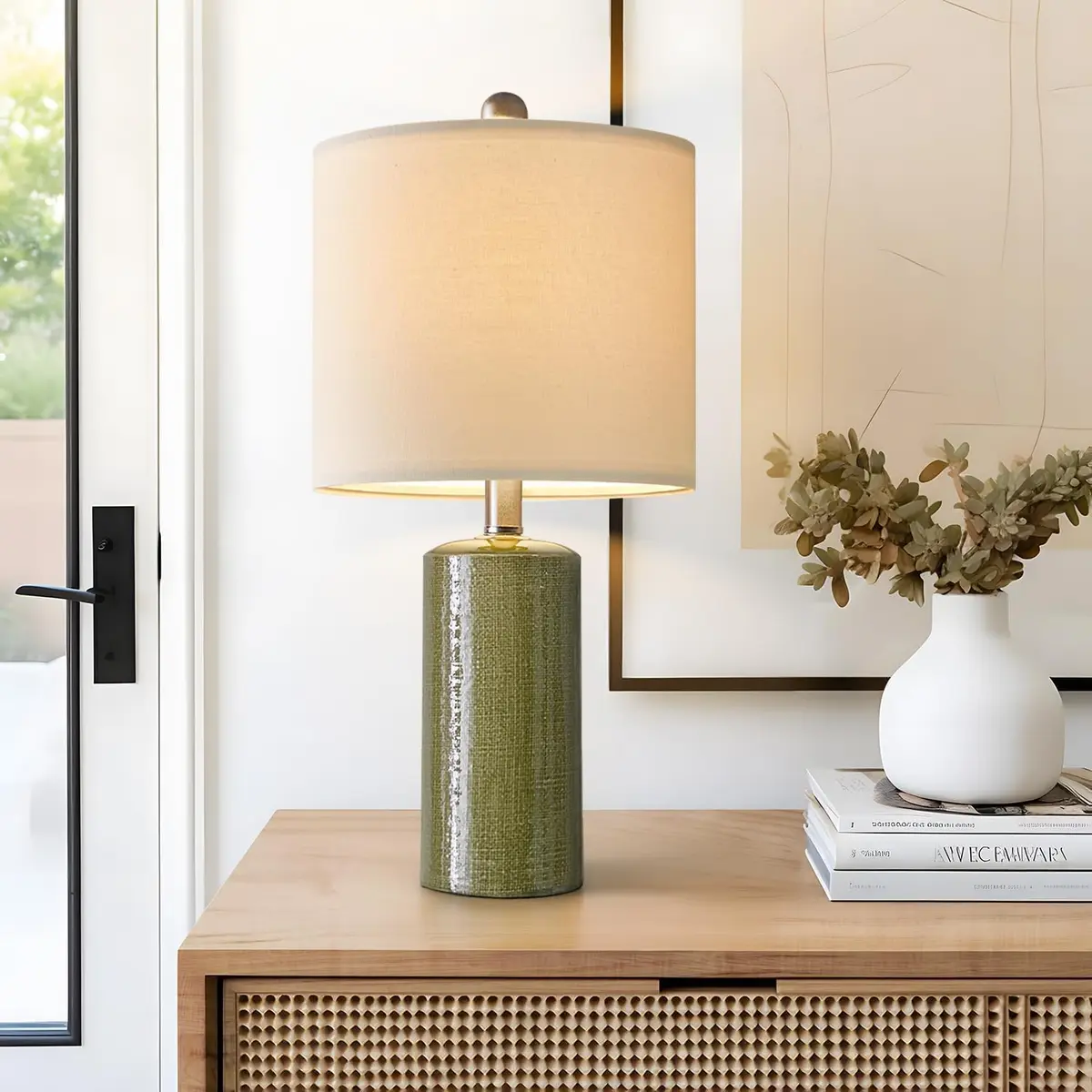 G-SAFAVA 20.25" Small Single Table Lamp for Bedroom Modern Ceramic Nightstand Lamp - main product image