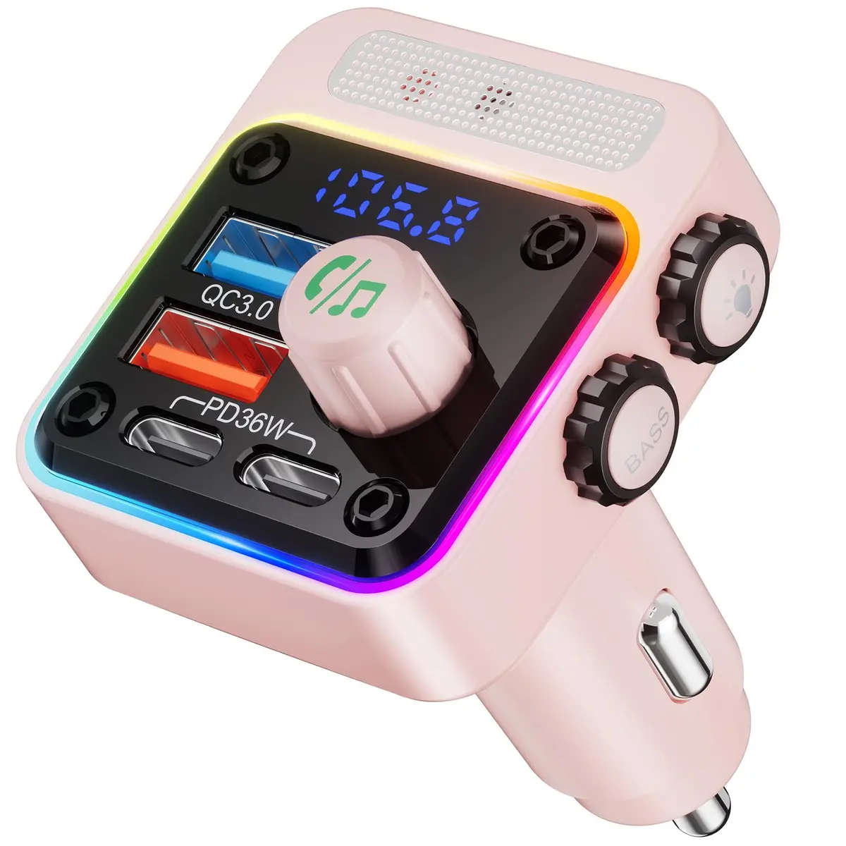 Nulaxy BC91 54W Bluetooth 5.3 Car Adapter FM Transmitter with 4-Port Fast Charging | PD36W QC18W USB C - main product image