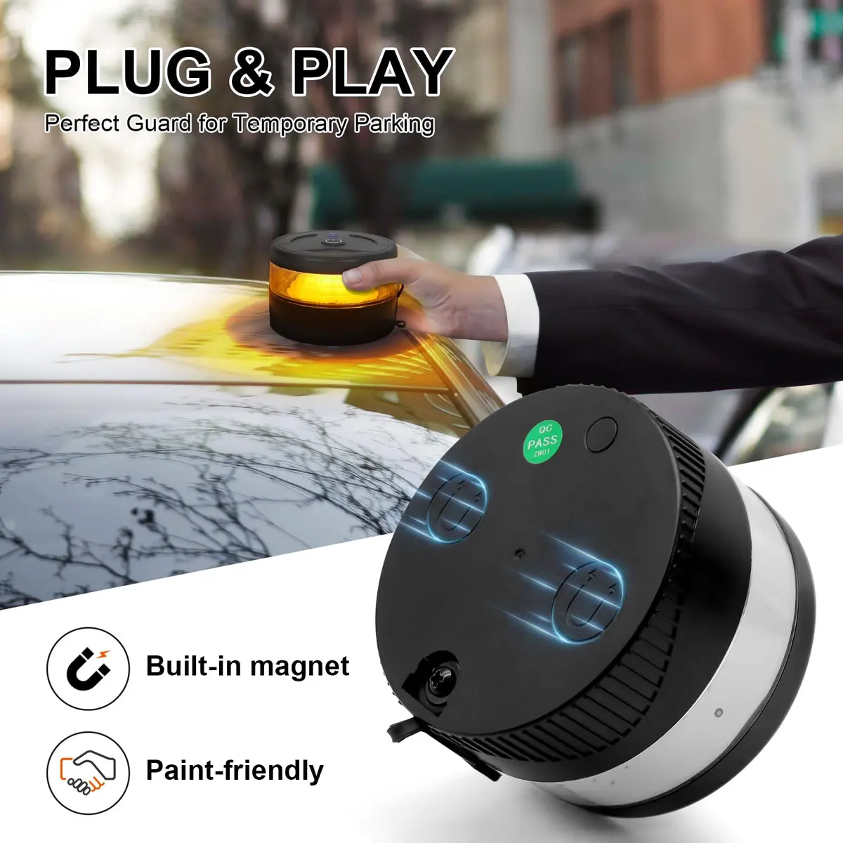 NeaLia Magnetic Wireless Beacon Light Amber | USB-C Strobe Light for Emergency & Warning - view 2