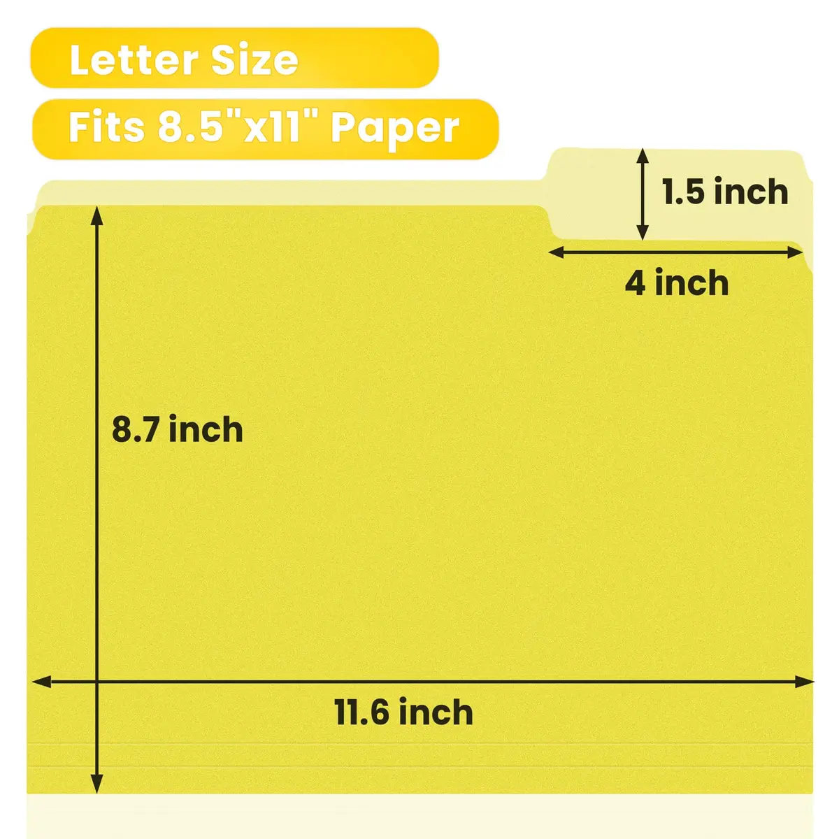 SUNEE Colored File Folders, 30 Pack Manilla Folders 8.5 x 11 Inches, Yellow | Value Pack for Office, School, Home Organization - view 3