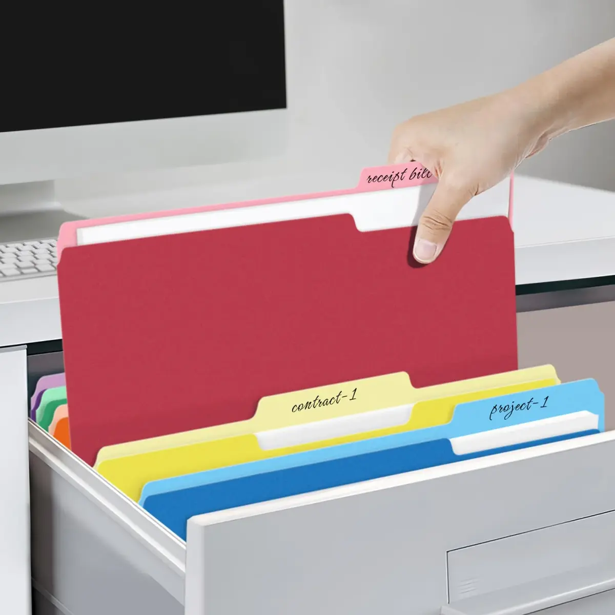 SUNEE Colored File Folders 30 Pack Letter Size (8.5 x 11 inches) | 6 Assorted Colors, 1/3 Cut Tabs - view 7