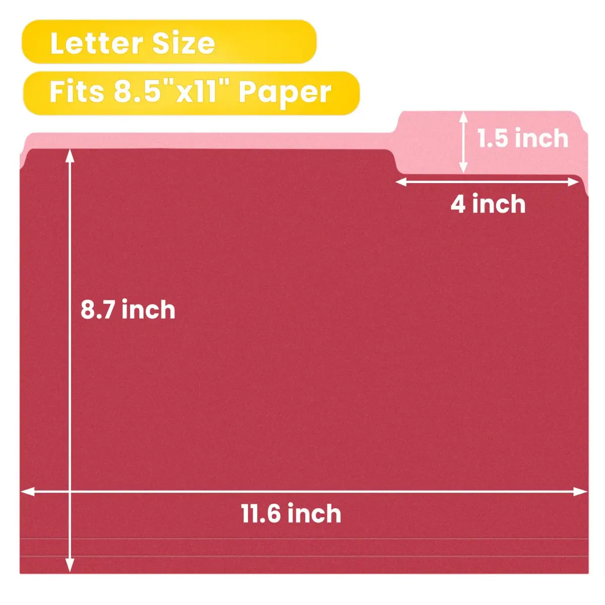 SUNEE Colored File Folders 30 Pack Letter Size (8.5 x 11 inches) | 6 Assorted Colors, 1/3 Cut Tabs - view 2