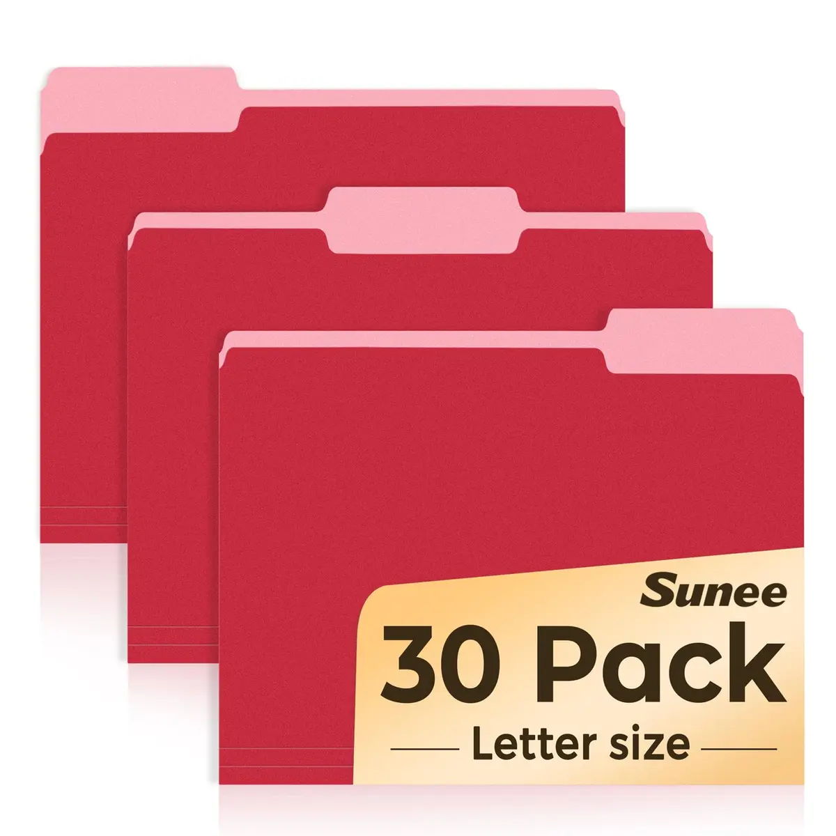 SUNEE Red 30 Pack File Folders 8.5 x 11 | Value Pack for Office, School, Home Organization - main product image