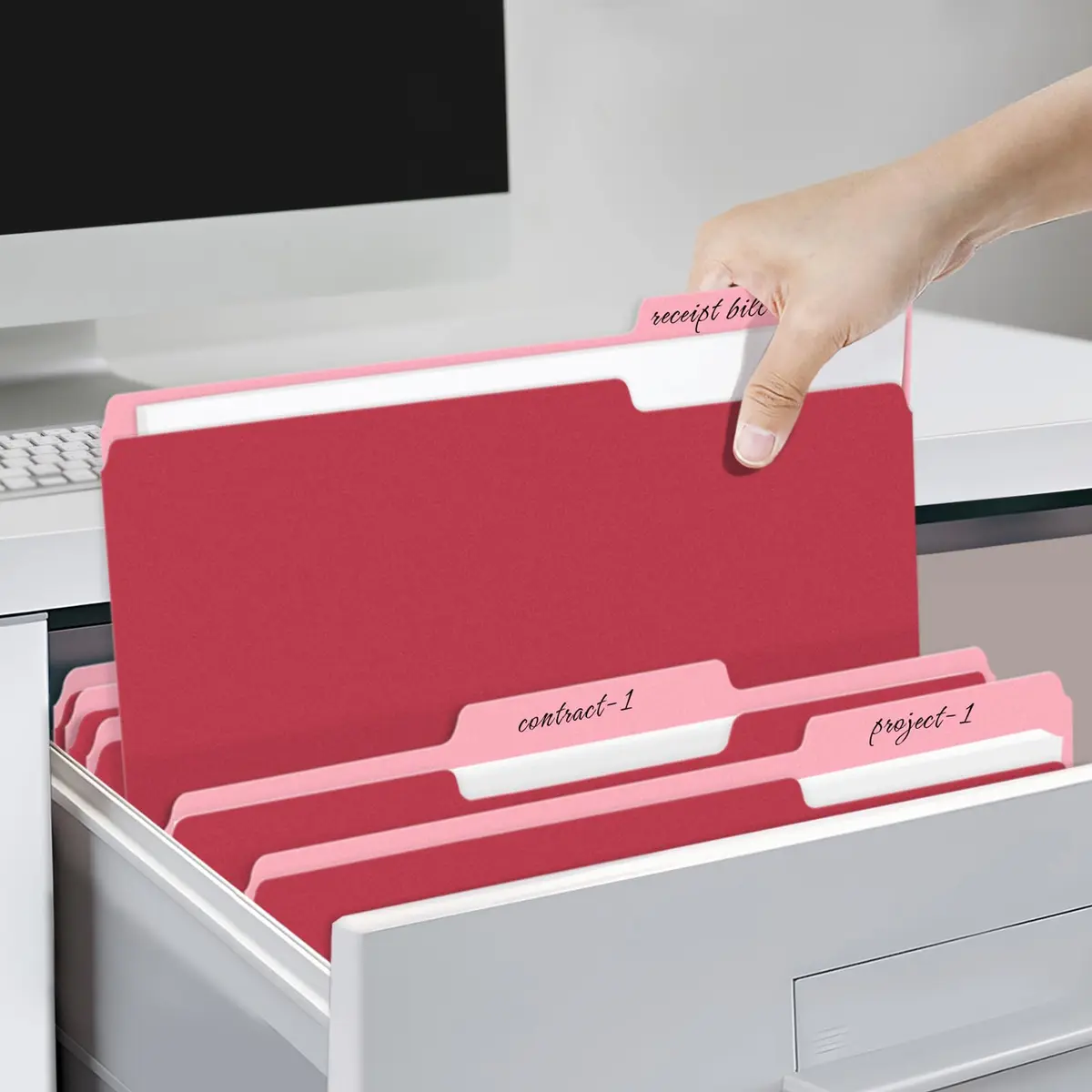 SUNEE Red 30 Pack File Folders 8.5 x 11 | Value Pack for Office, School, Home Organization - view 6