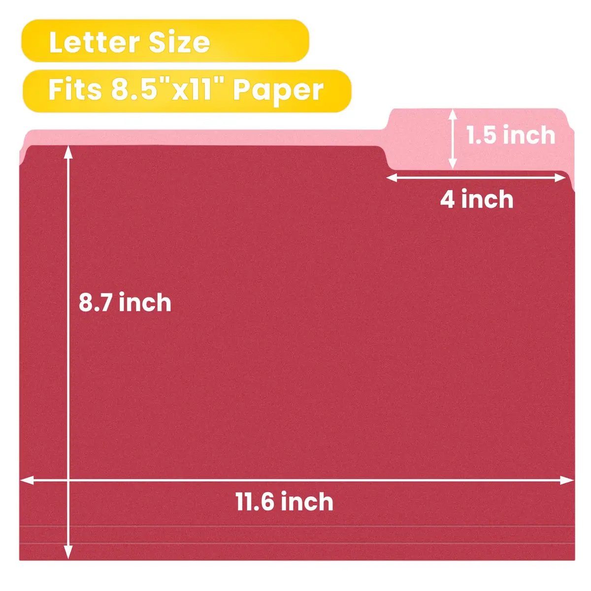 SUNEE Red 30 Pack File Folders 8.5 x 11 | Value Pack for Office, School, Home Organization - view 2