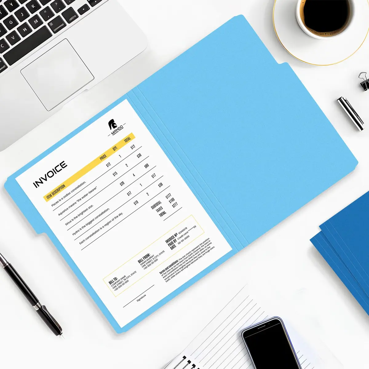SUNEE Blue 30 Pack File Folders 8.5 x 11 inches | Premium Paper Quality for Office & School - view 5