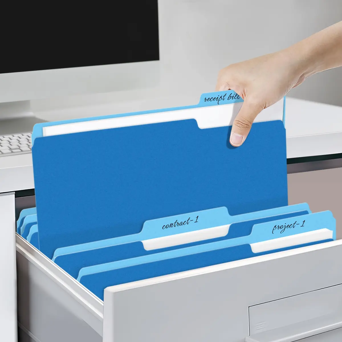 SUNEE Blue 30 Pack File Folders 8.5 x 11 inches | Premium Paper Quality for Office & School - view 6