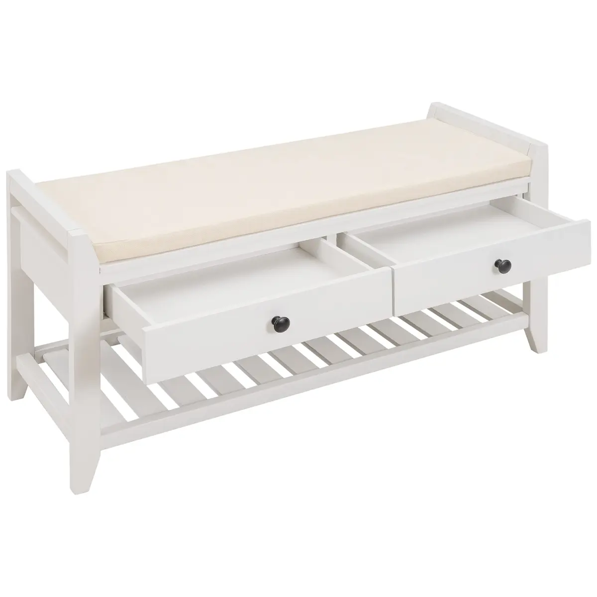Acosure 39″ Storage Bench with Cushioned Seat and Drawers | Wooden Entryway Ottoman with Hidden Compartments - view 7