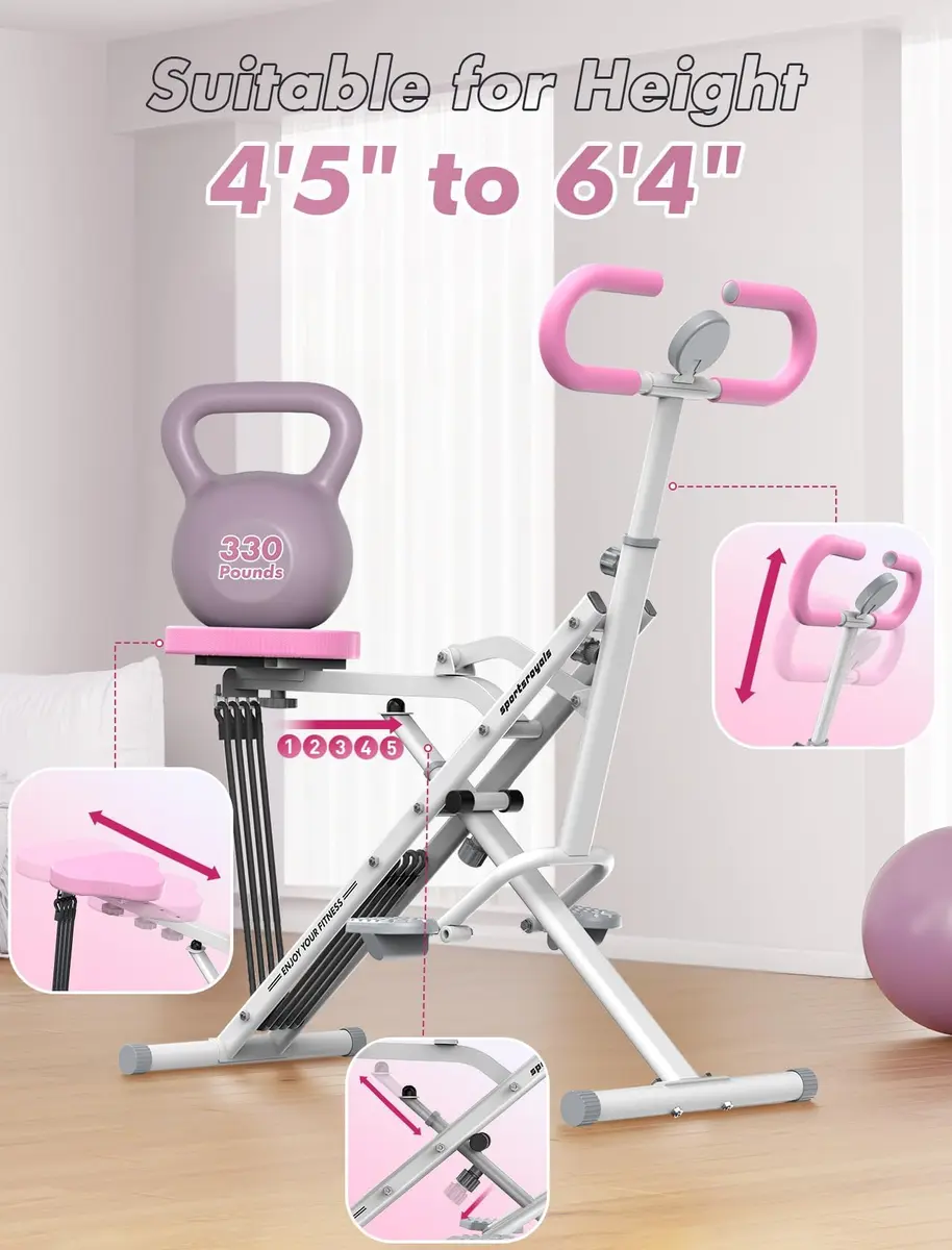 Sportsroyals DQ1 Deep Squat Machine 37"D x 17.7"W x 42.1"H | Adjustable Resistance & Foldable Design - view 5