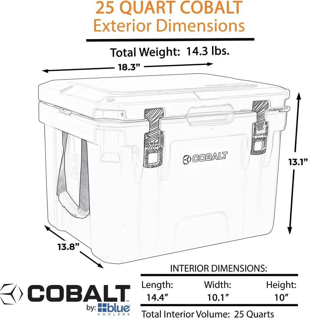 Blue Coolers 25 Quart Roto-Molded Ice Cooler | Holds Ice Up to 3 Days, Hunter Orange - view 4
