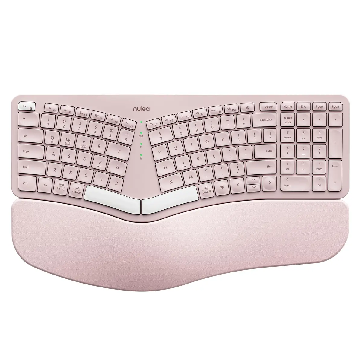 Nulea RT05 Wireless Ergonomic Keyboard Split Keyboard with Wrist Rest | Bluetooth & USB-C, 7-Color Backlight, Compatible with Windows/Mac (Pink) - main product image