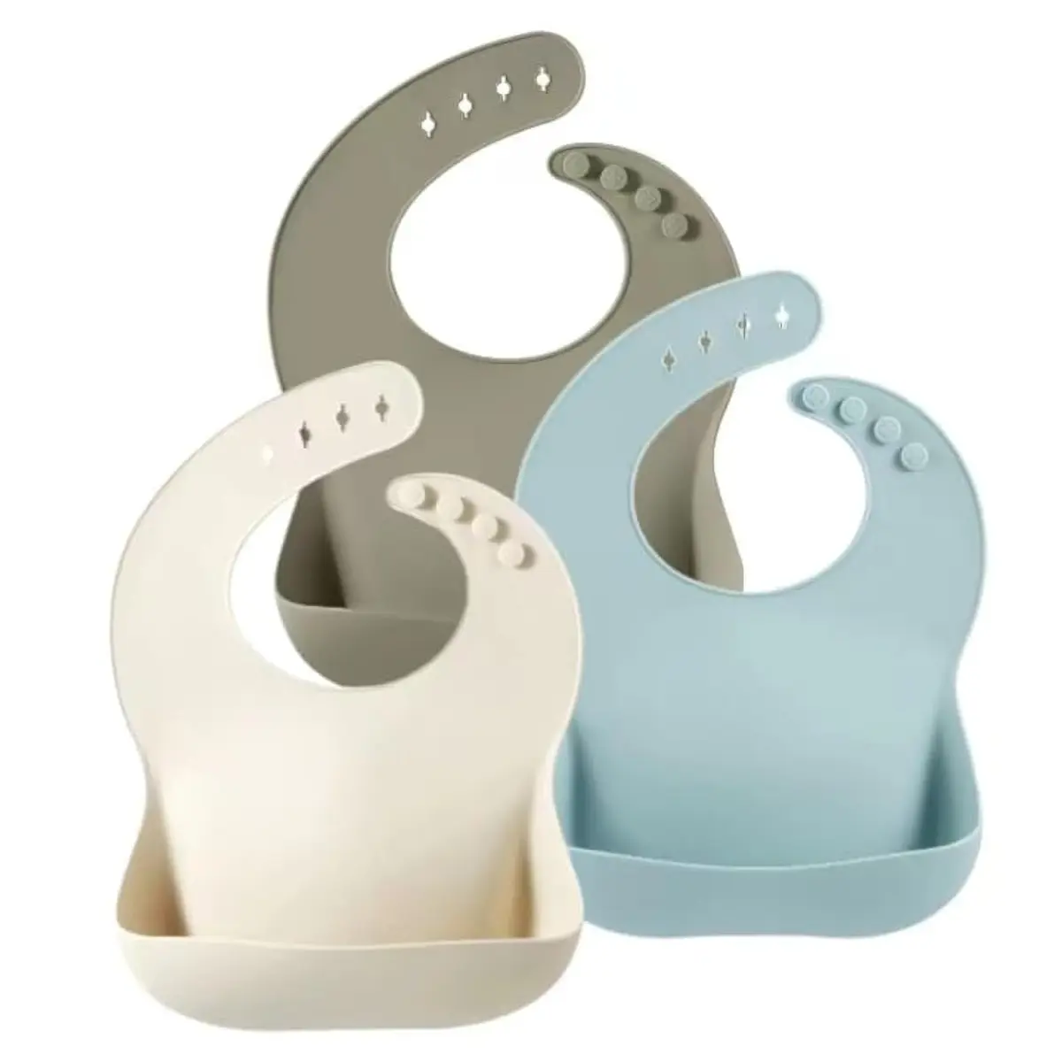 PandaEar Silicone Baby Bibs 3-Pack (10-72 Months) | Waterproof, Soft, Adjustable Neck - main product image