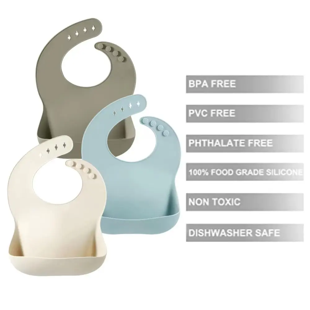 PandaEar Silicone Baby Bibs 3-Pack (10-72 Months) | Waterproof, Soft, Adjustable Neck - view 8