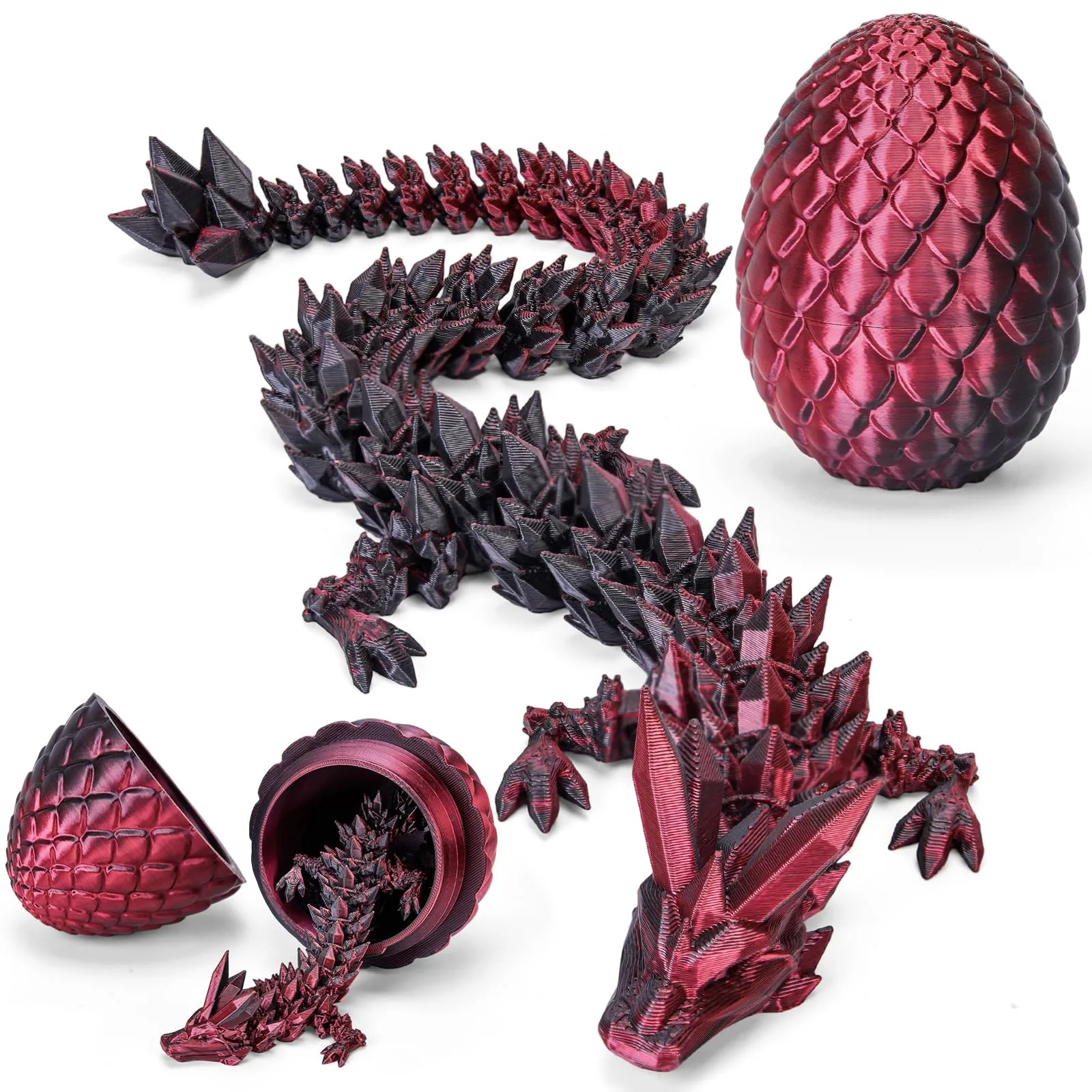 TBOLINE 3D Printed Dragon Egg Articulated Crystal Dragon Toy | Non-Toxic & BPA-Free for Kids - main product image