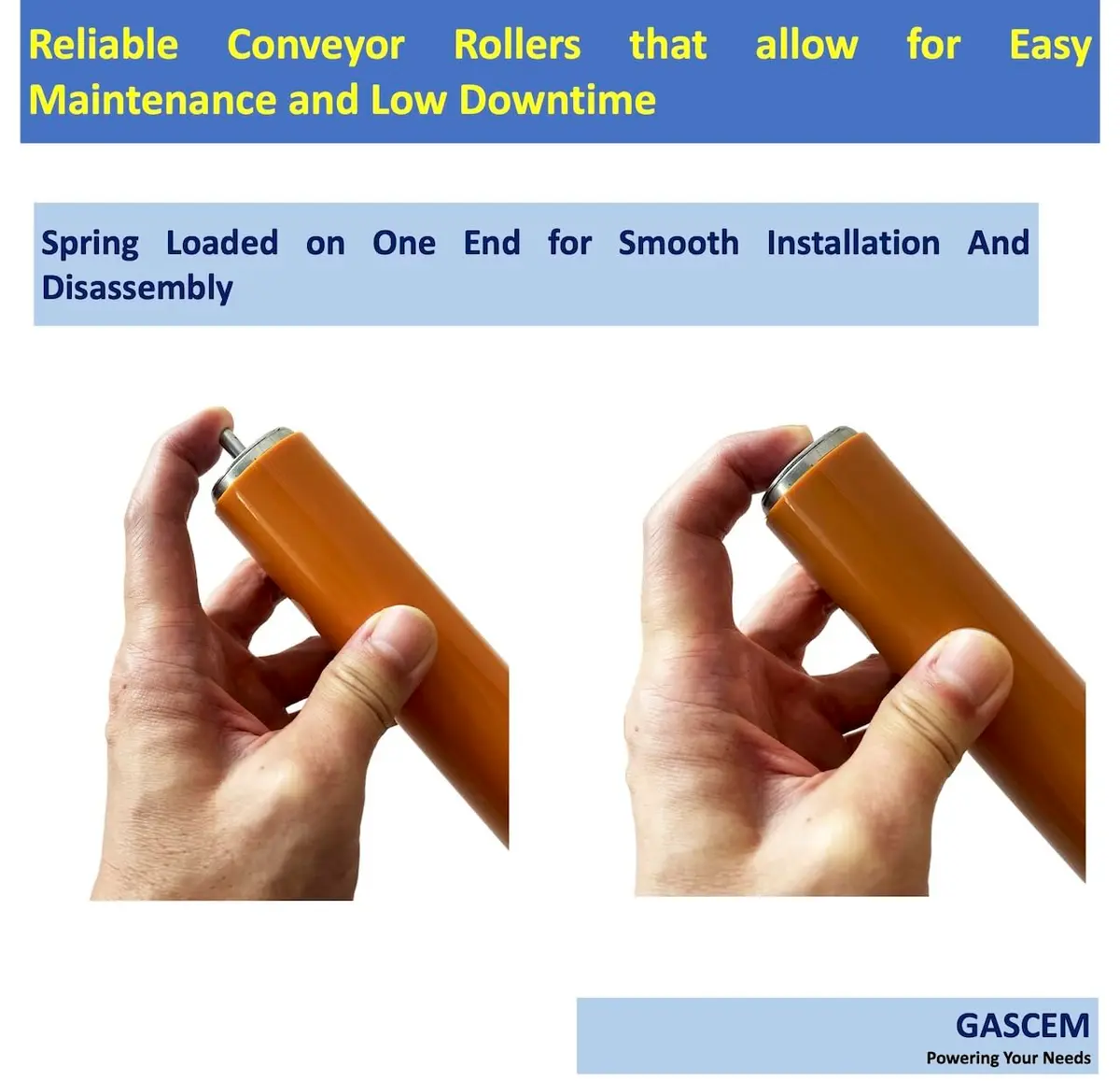 Gascem Polyurethane Coated Long Roller with Bracket Set | 16" Length, 1.5" Diameter Conveyor | Galvanized Steel | Pack of 2 - view 5