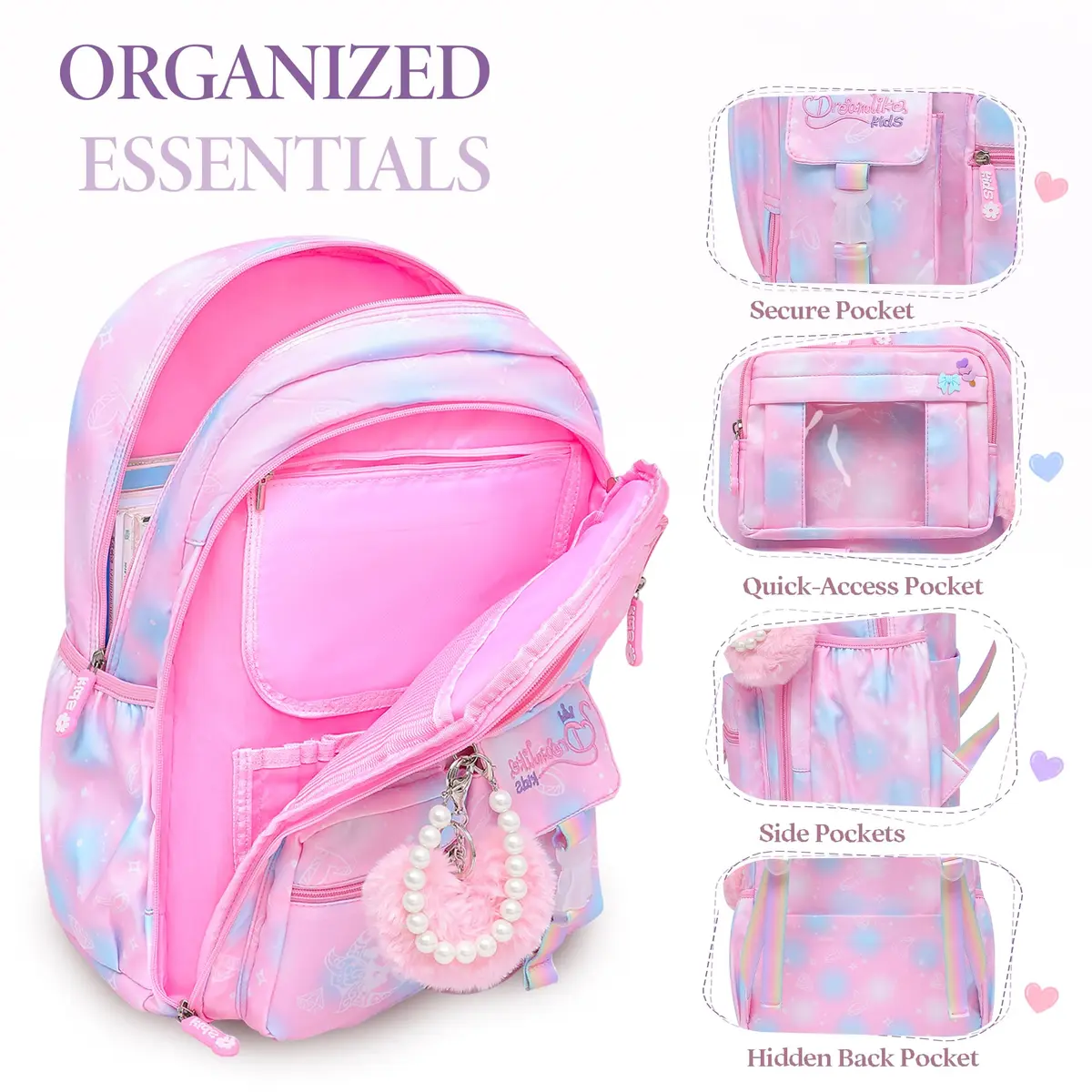 Alrisg Girls Backpack Set with Lunch Bag & Pencil Case | 17 inch (43 cm) 3-Piece School Bookbag for Elementary & Middle School - view 4