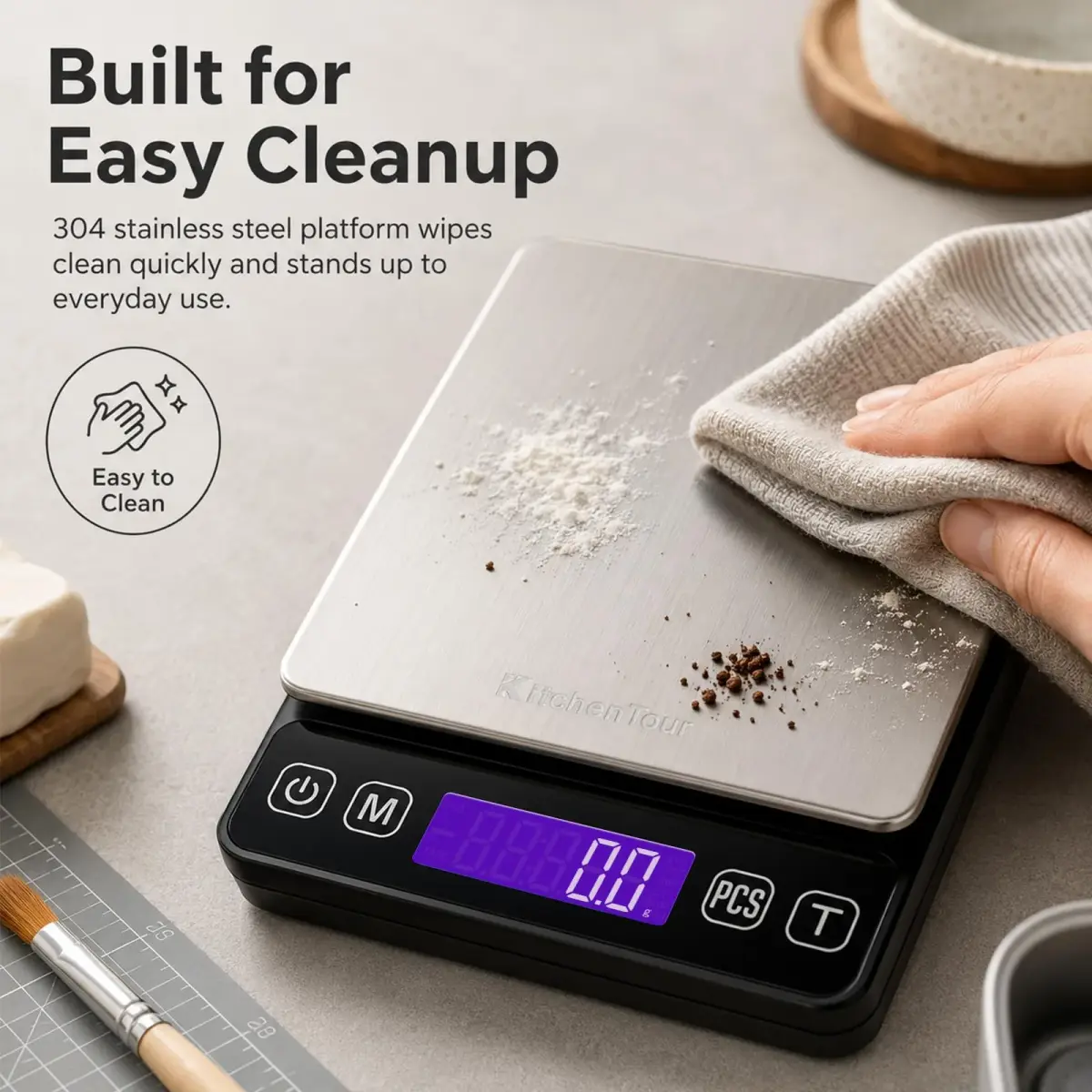 K KitchenTour Digital Kitchen Scale 3000g/0.1g Precision | Tare Function, 9 Units, Backlit LCD - view 5