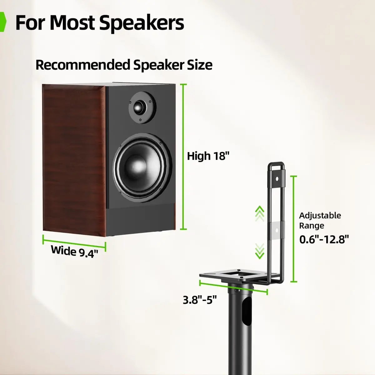 USX MOUNT Adjustable Speaker Stands Pair, 32-42 inch Height, 5kg (11 lbs) Load Capacity | Floor Satellite Speaker Stands for Home Theater - view 6