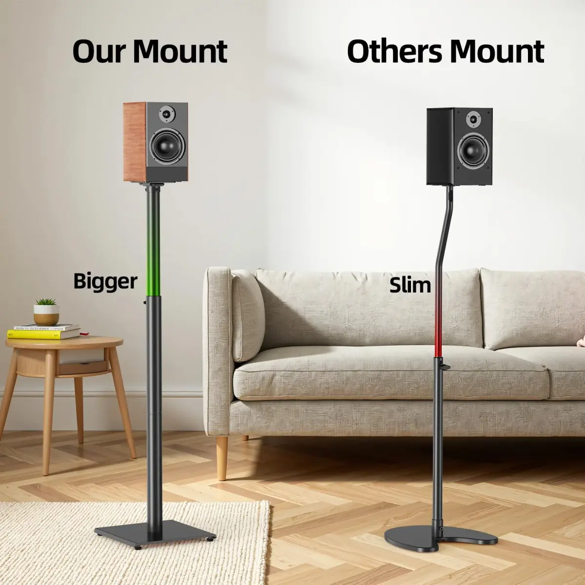 USX MOUNT Adjustable Speaker Stands Pair, 32-42 inch Height, 5kg (11 lbs) Load Capacity | Floor Satellite Speaker Stands for Home Theater - view 4