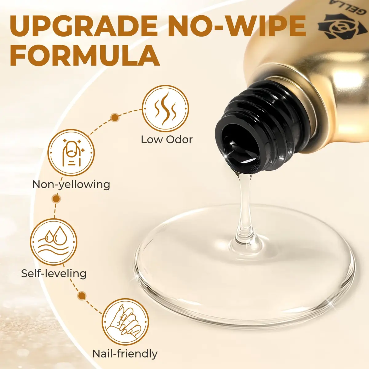 UNA GELLA No Wipe Gel Top Coat Base Coat Set 2PCS Highly Glossy | Long-Lasting Shine & Adhesion - view 6