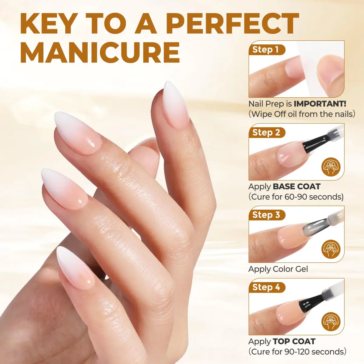 UNA GELLA No Wipe Gel Top Coat Base Coat Set 2PCS Highly Glossy | Long-Lasting Shine & Adhesion - view 7