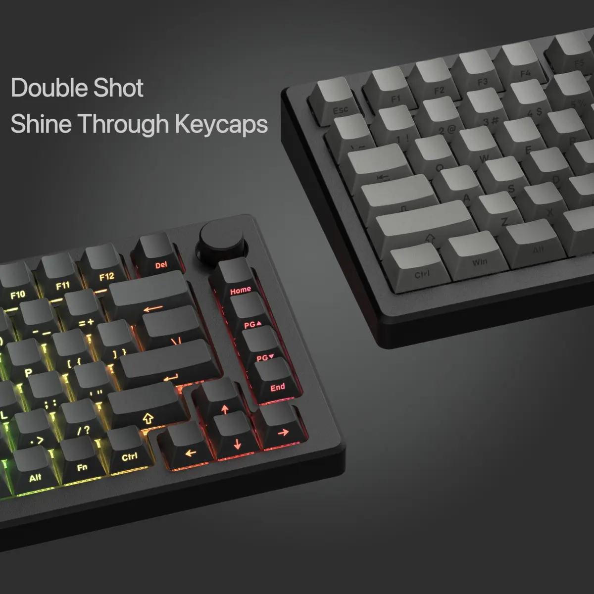 dagaladoo Shine Through Keycaps Set, Double Shot PBT, Gradient Grey, 121 Keys | RGB Backlit Cherry Profile - view 4