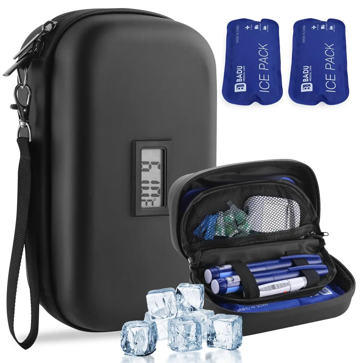 HIMDUZE Insulin Cooler Travel Case Black 21.8cm (8.6") x 13.8cm (5.4") x 8.9cm (3.5") | TSA Approved for Travel - main product image