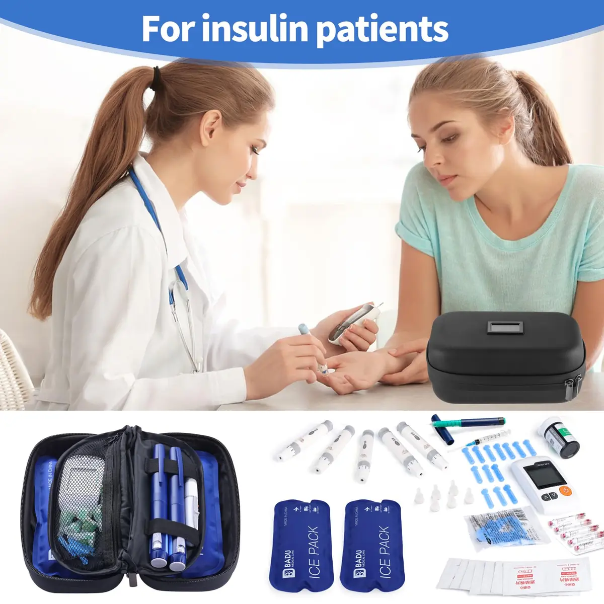HIMDUZE Insulin Cooler Travel Case Black 21.8cm (8.6") x 13.8cm (5.4") x 8.9cm (3.5") | TSA Approved for Travel - view 6