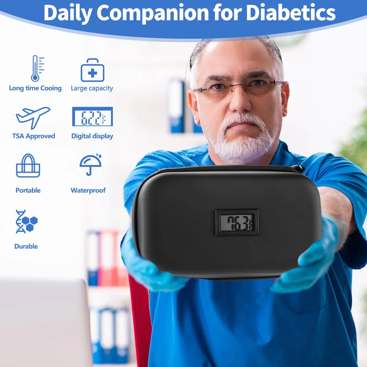 HIMDUZE Insulin Cooler Travel Case Black 21.8cm (8.6") x 13.8cm (5.4") x 8.9cm (3.5") | TSA Approved for Travel - view 7