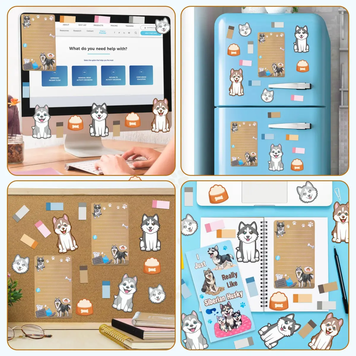Xqumoi Husky Sticky Notes Set, 550 Sheets, Cute Animal Divider Tabs Bundle | Back to School Office Supplies Gift - view 2