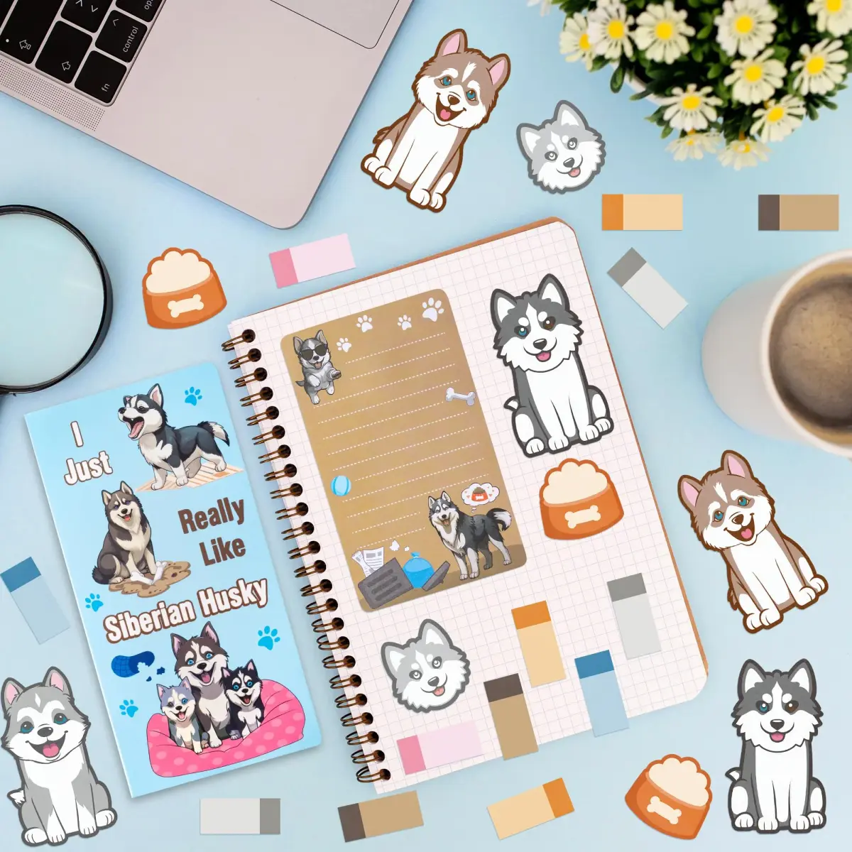 Xqumoi Husky Sticky Notes Set, 550 Sheets, Cute Animal Divider Tabs Bundle | Back to School Office Supplies Gift - view 4