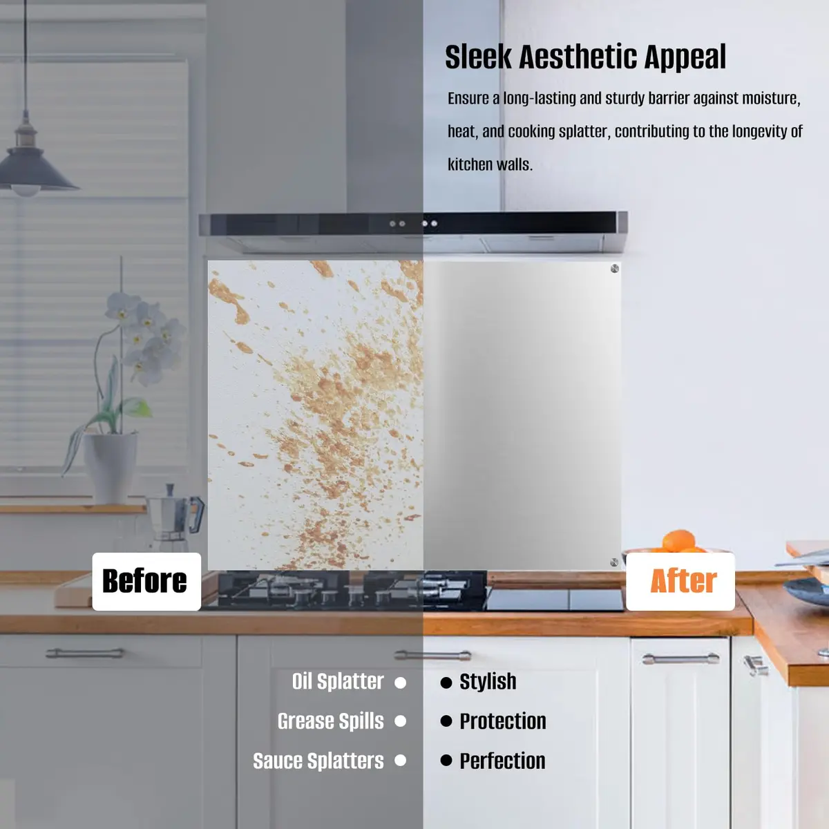 TUTU 24" x 30" Stainless Steel Reversible Backsplash | Easy Clean Wall Shield - view 5