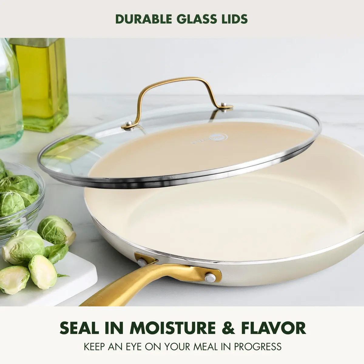 GreenPan Swift 12" Ceramic Nonstick Frying Pan Skillet with Lid, PFAS & PFOA-Free, Cream - view 2