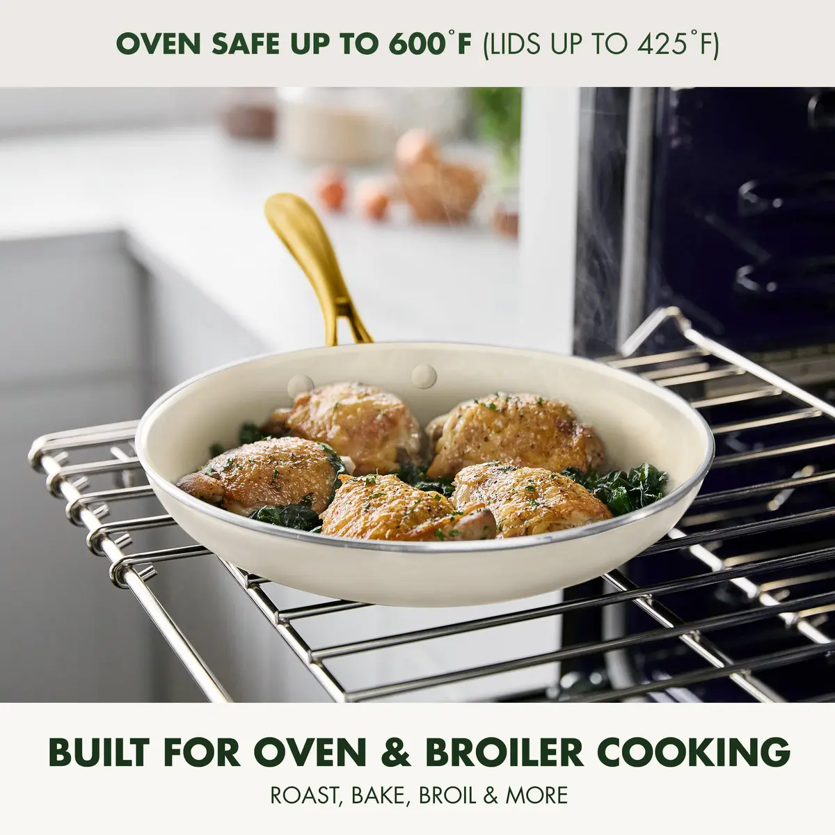 GreenPan Swift 12" Ceramic Nonstick Frying Pan Skillet with Lid, PFAS & PFOA-Free, Cream - view 3