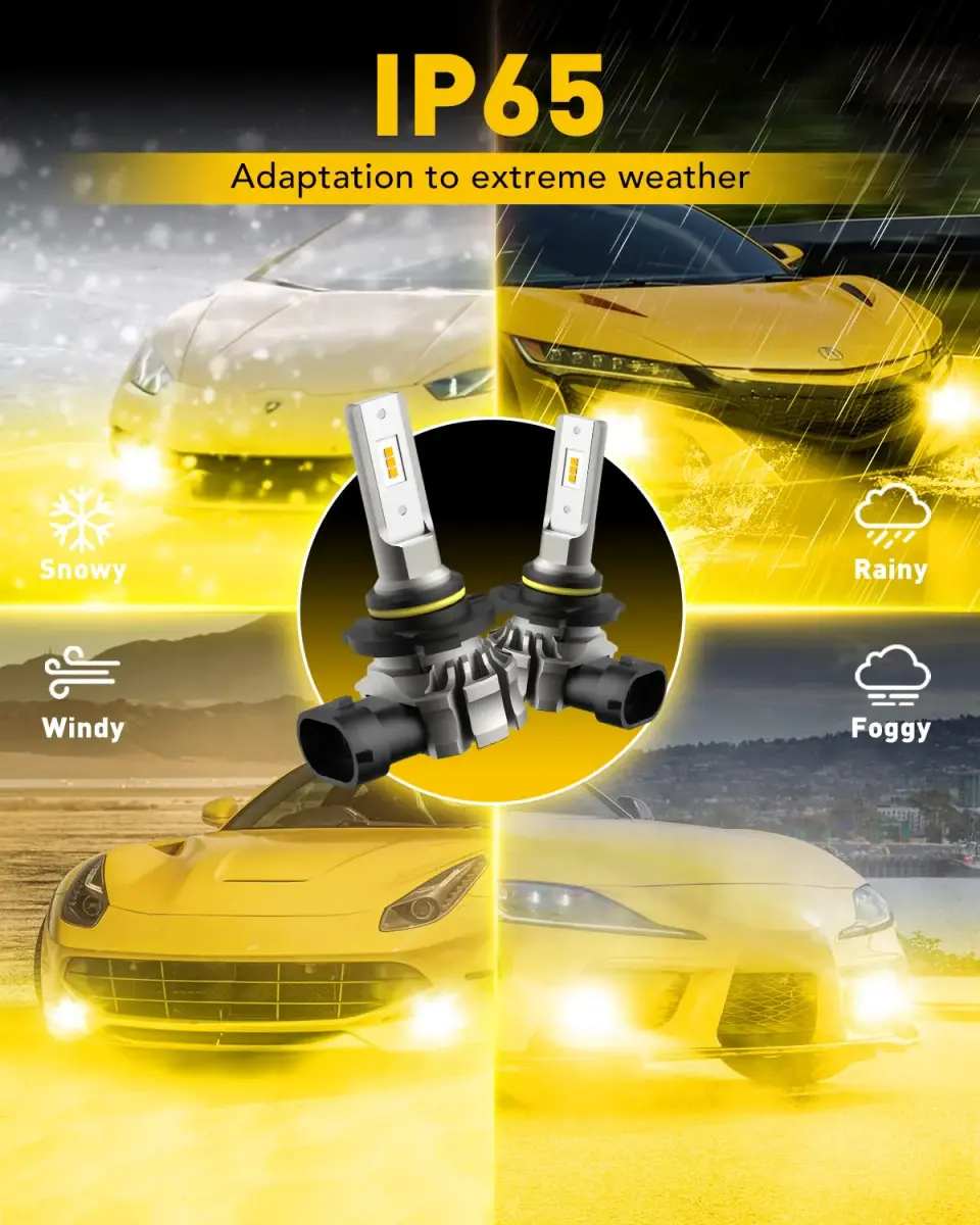 AUXITO 9145 LED Fog Light Bulbs Yellow, 6000LM 3000K Amber Fog Lights, H10/9045/9140 Halogen Replacement (Pack of 2) - view 6