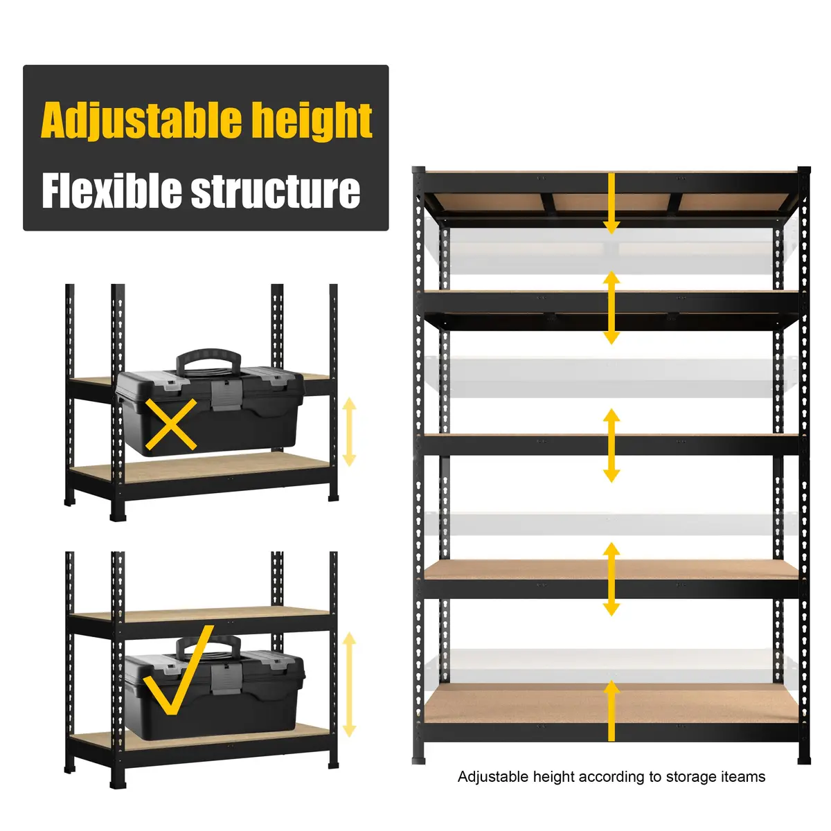 PrimeZone Garage Storage Shelves 47"W x 18"D x 72"H | Heavy Duty 5-Tier Metal Shelving - view 6