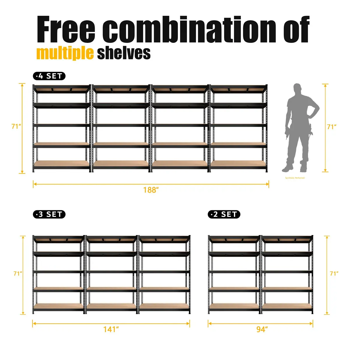 PrimeZone Garage Storage Shelves 47"W x 18"D x 72"H | Heavy Duty 5-Tier Metal Shelving - view 8